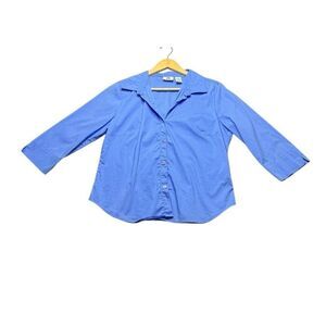 NWOT Arizona Jean Company 3/4 Sleeve Button Up Shirt Womens XL Light Sky Blue